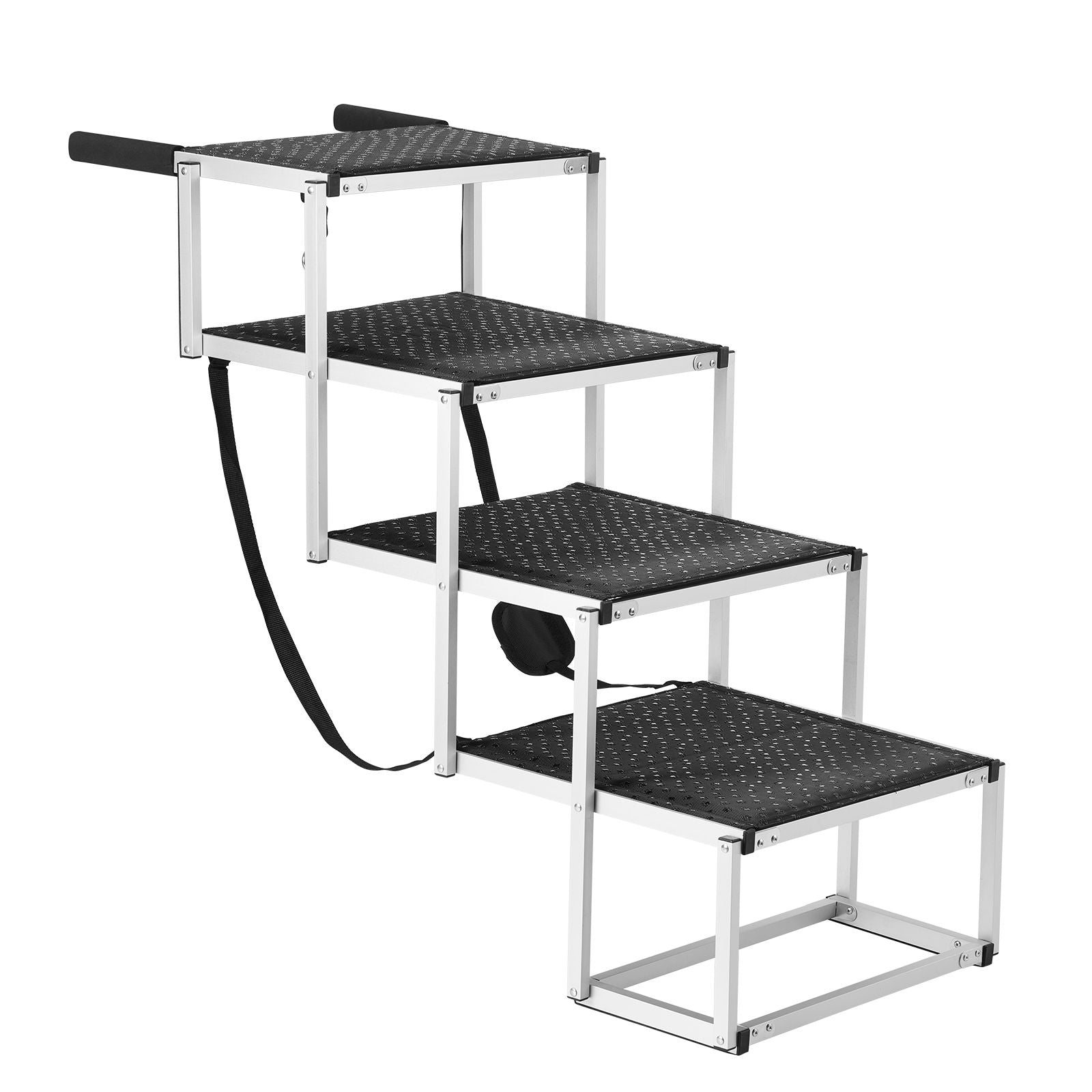 Dog Stair for Cars, Wide 4-step Dog Car Steps, Folding Dog Car Ramp with Nonslip Surface, Portable Pet Steps Lightweight Aluminum for Car, SUV and Truck, Supports up to 250 lbs