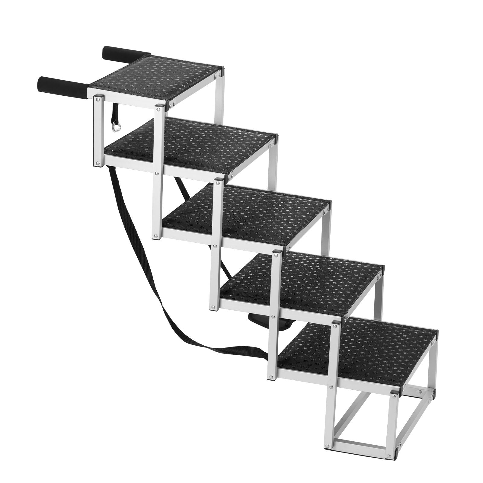 Dog Stair for Cars, Wide 5-step Dog Car Steps, Folding Dog Car Ramp with Nonslip Surface, Portable Pet Steps Lightweight Aluminum for Car, SUV and Truck, Supports up to 150 lbs