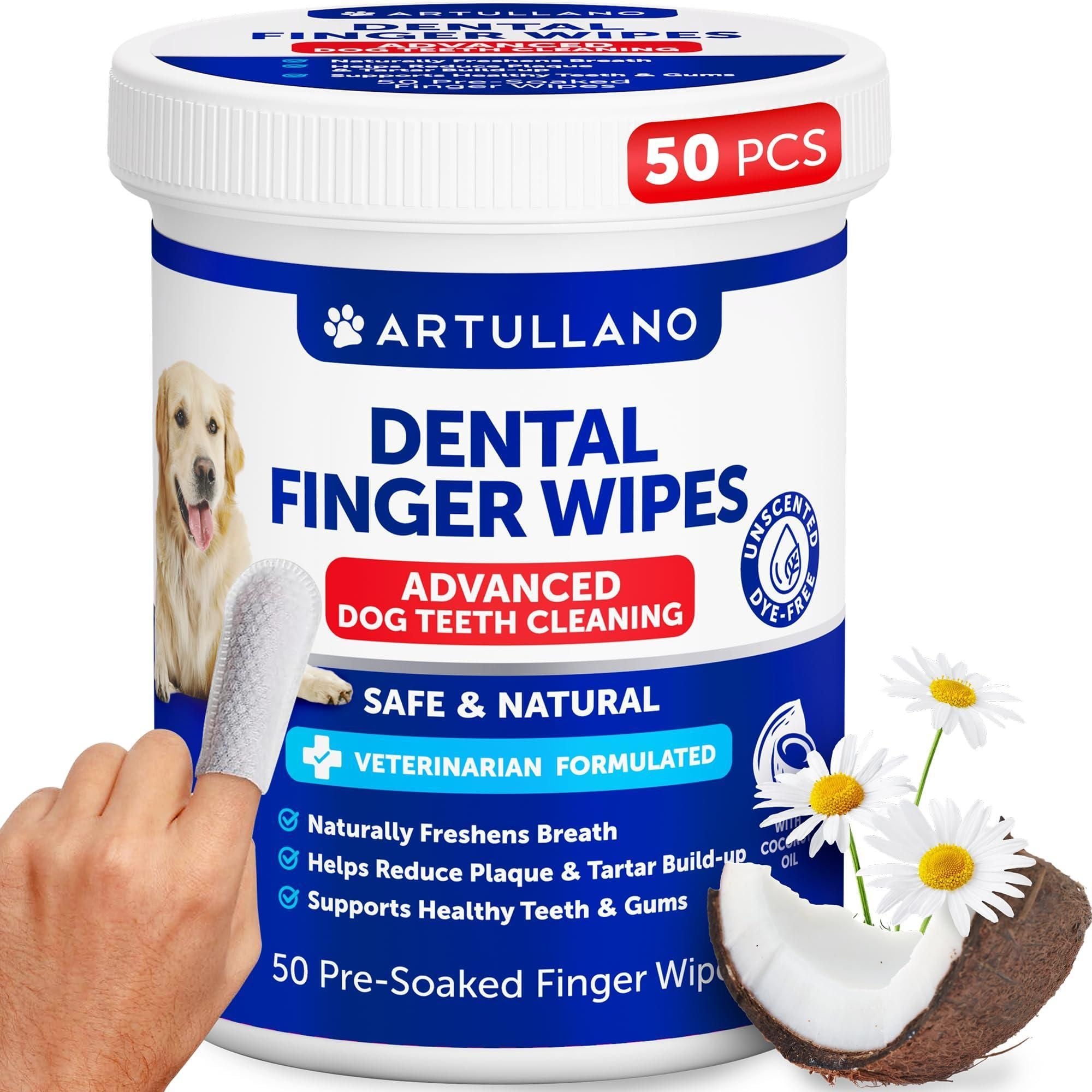 Dog Teeth Cleaning Wipes – Plaque & Tartar Remover with Coconut Oil