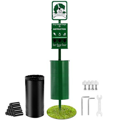 Dog Waste Station, Commercial Dog Poop Station, 11.5 Gallons Pet Waste Bin with 50 Can Liners, Bag Dispenser & 600 Waste Bags, Outdoor Dog Waste Disposal System for Backyard