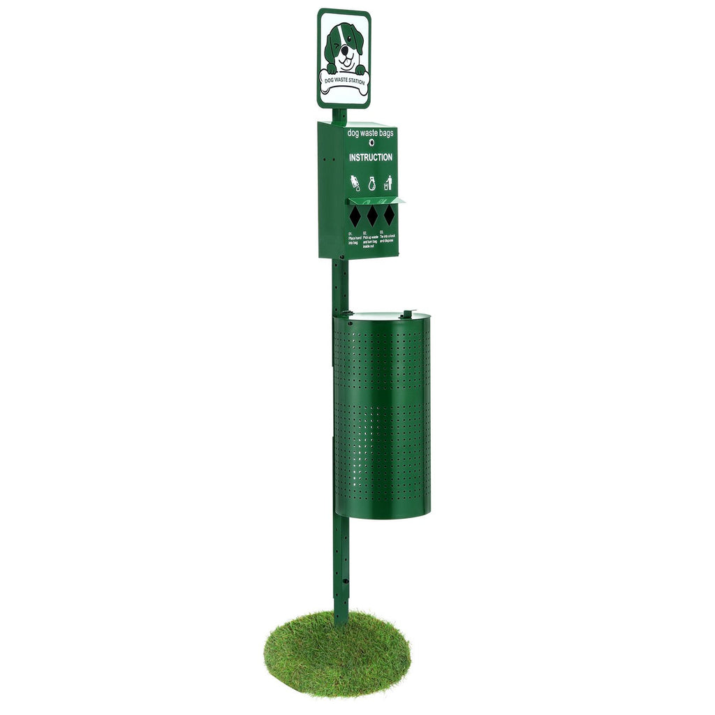 Dog Waste Station, Commercial Dog Poop Station, 11.5 Gallons Pet Waste Bin with 50 Can Liners, Bag Dispenser & 600 Waste Bags, Outdoor Dog Waste Disposal System for Backyard