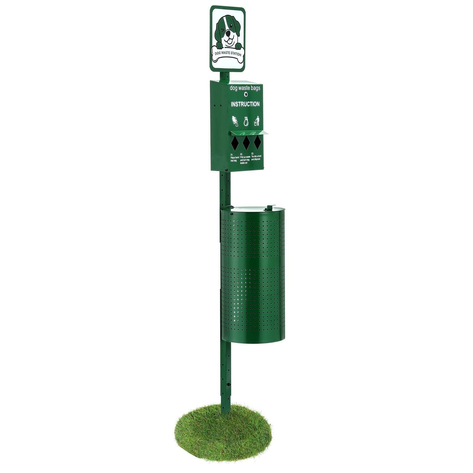 Dog Waste Station, Commercial Dog Poop Station, 11.5 Gallons Pet Waste Bin with 50 Can Liners, Bag Dispenser & 600 Waste Bags, Outdoor Dog Waste Disposal System for Backyard