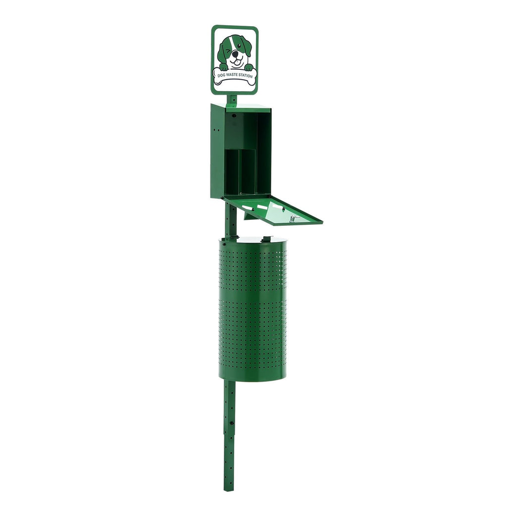Dog Waste Station, Commercial Dog Poop Station, 11.5 Gallons Pet Waste Bin with 50 Can Liners, Bag Dispenser & 600 Waste Bags, Outdoor Dog Waste Disposal System for Backyard
