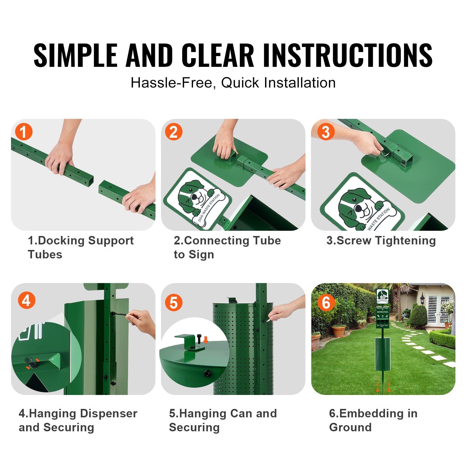 Dog Waste Station, Commercial Dog Poop Station, 11.5 Gallons Pet Waste Bin with 50 Can Liners, Bag Dispenser & 600 Waste Bags, Outdoor Dog Waste Disposal System for Backyard