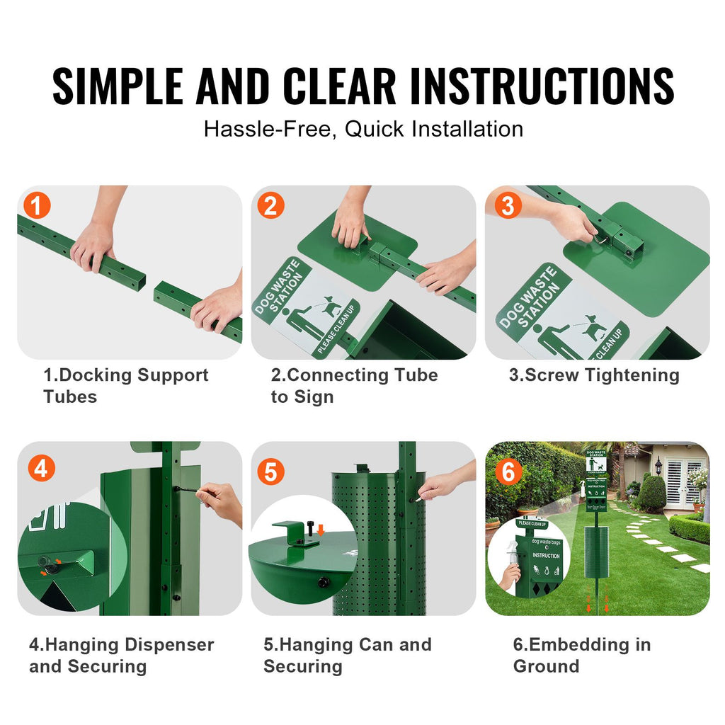 Dog Waste Station with Hand Wash Bottle, Commercial Dog Poop Station, 11.5 Gallons Pet Waste Bin with 50 Can Liners, Bag Dispenser & 600 Waste Bags, Outdoor Dog Waste Disposal System