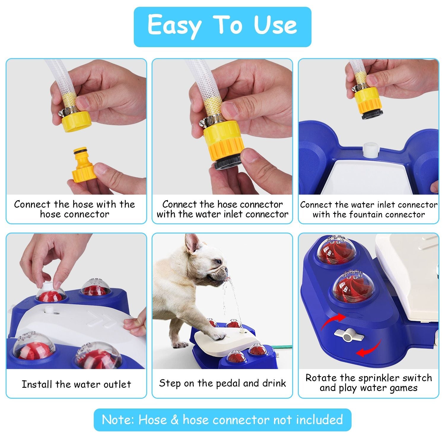 Automatic Dog Water Fountain with Sprinkler for Drinking and Fun