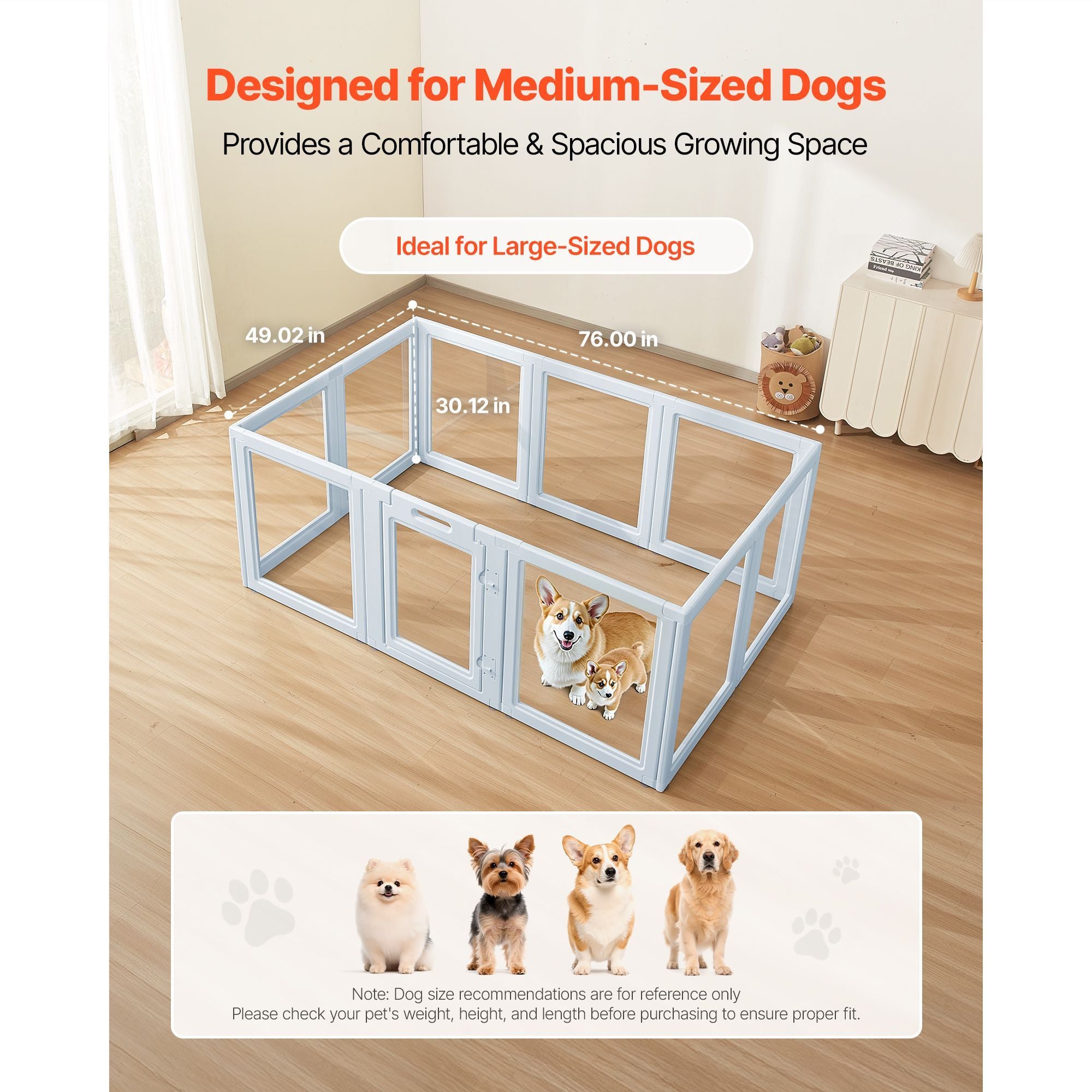 Transparent Dog Whelping Box with Easy Assembly & Secure Door Lock