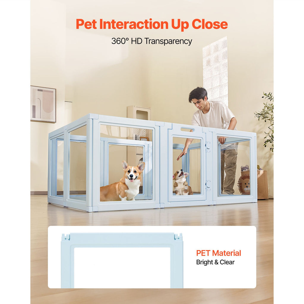 Transparent Dog Whelping Box with Easy Assembly & Secure Door Lock