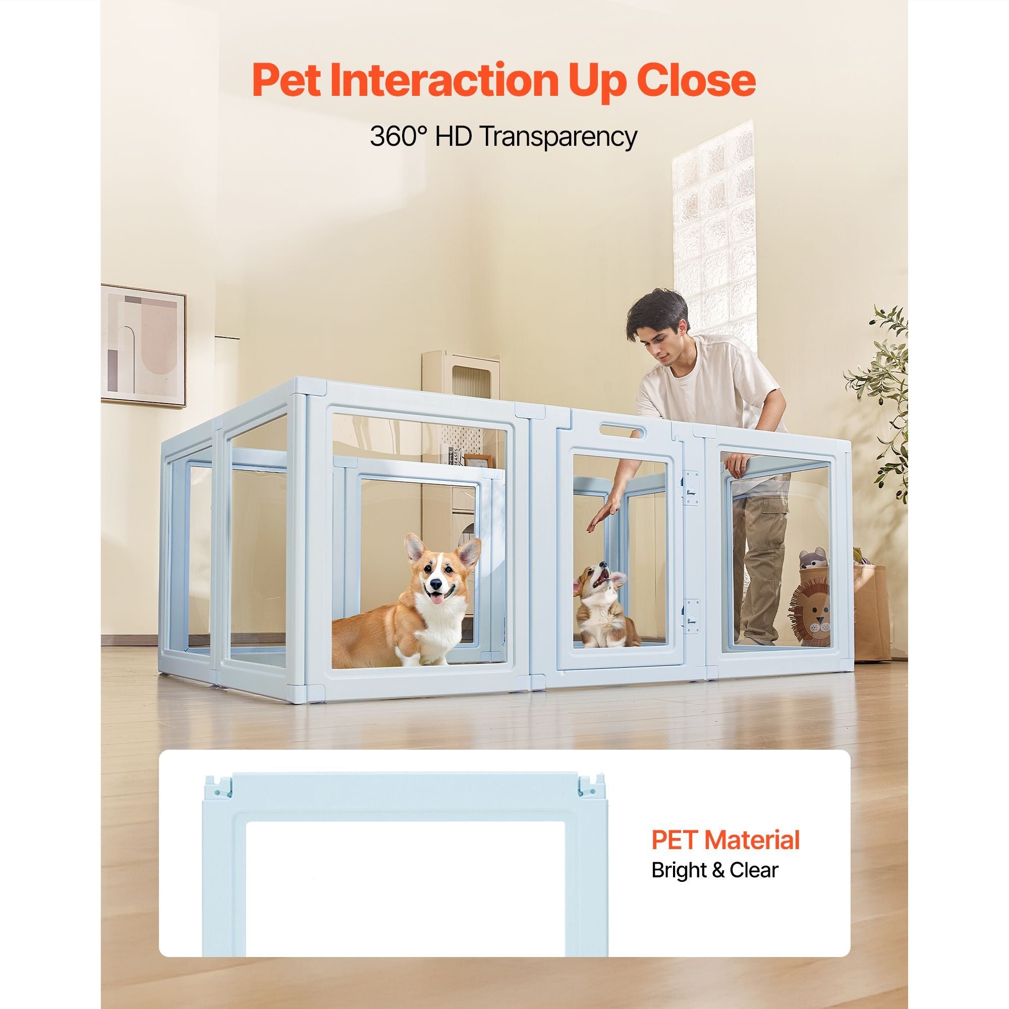Transparent Dog Whelping Box with Easy Assembly & Secure Door Lock