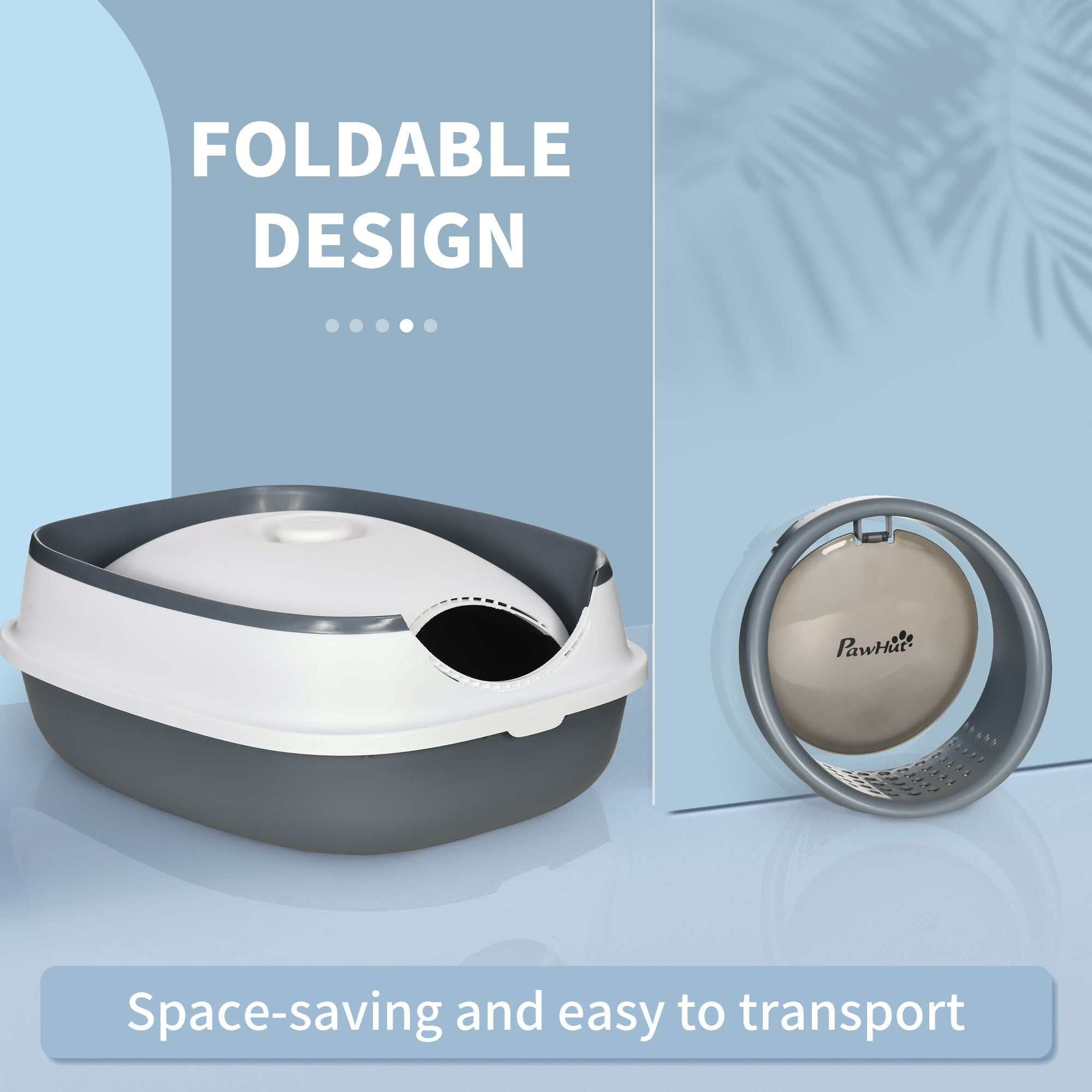 Dome Covered Cat Litter Box, Sleek Design with Lid, White and Gray