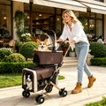 Double Pet Stroller for Small Medium Dogs Cats, 3-in-1 Convertible Carrier Tote, Foldable Frame Shoc
