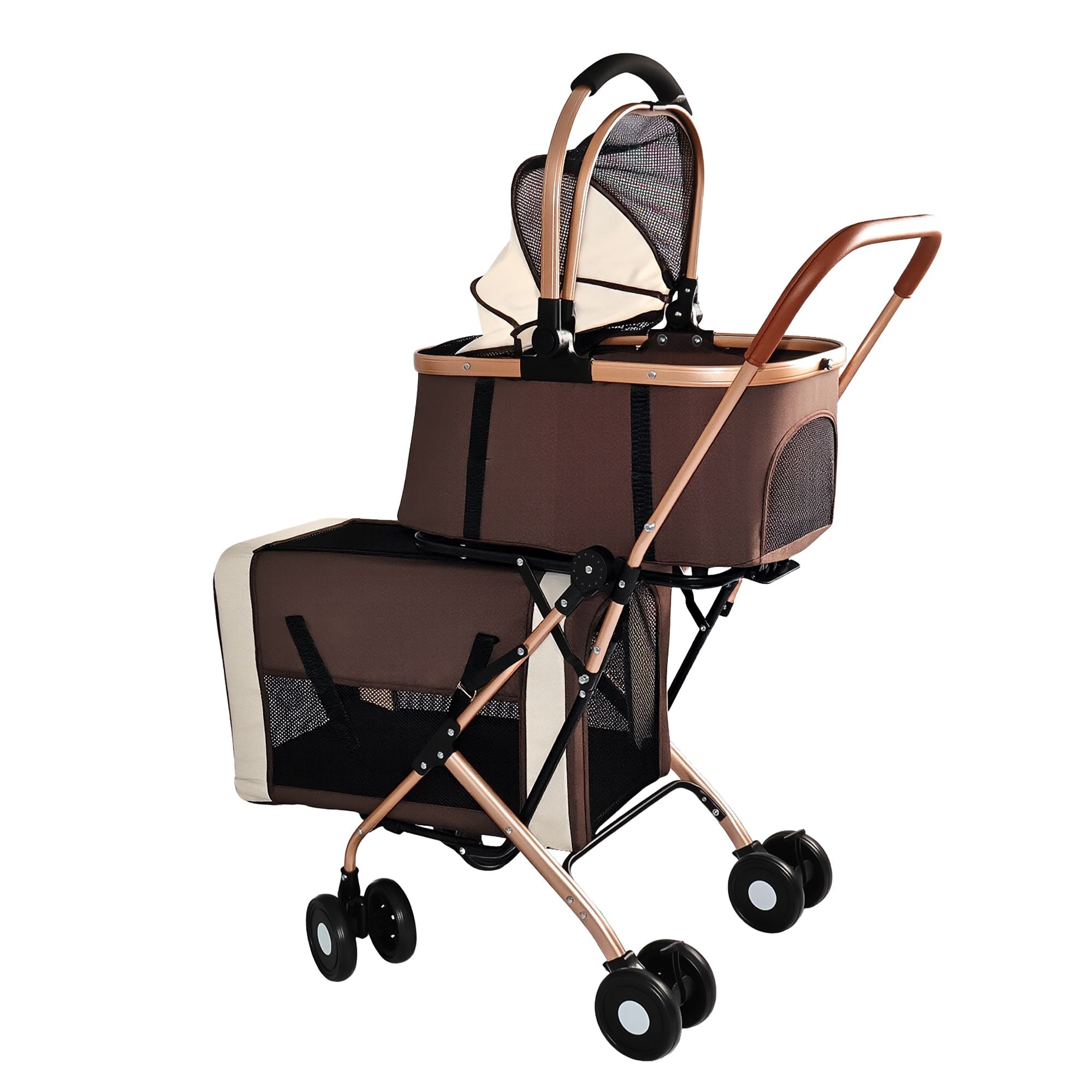 Double Pet Stroller for Small Medium Dogs Cats, 3-in-1 Convertible Carrier Tote, Foldable Frame Shoc