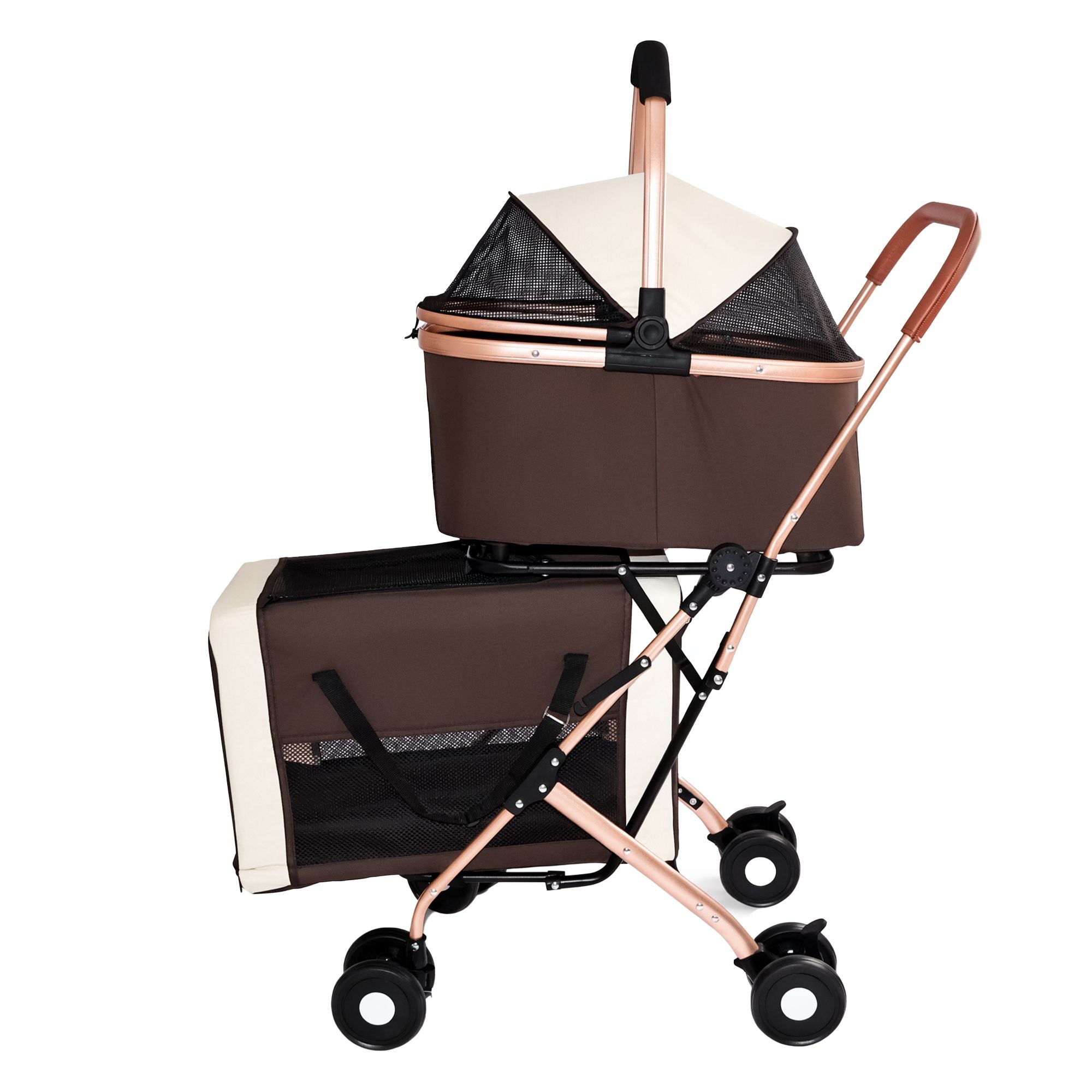 Double Pet Stroller for Small Medium Dogs Cats, 3-in-1 Convertible Carrier Tote, Foldable Frame Shoc