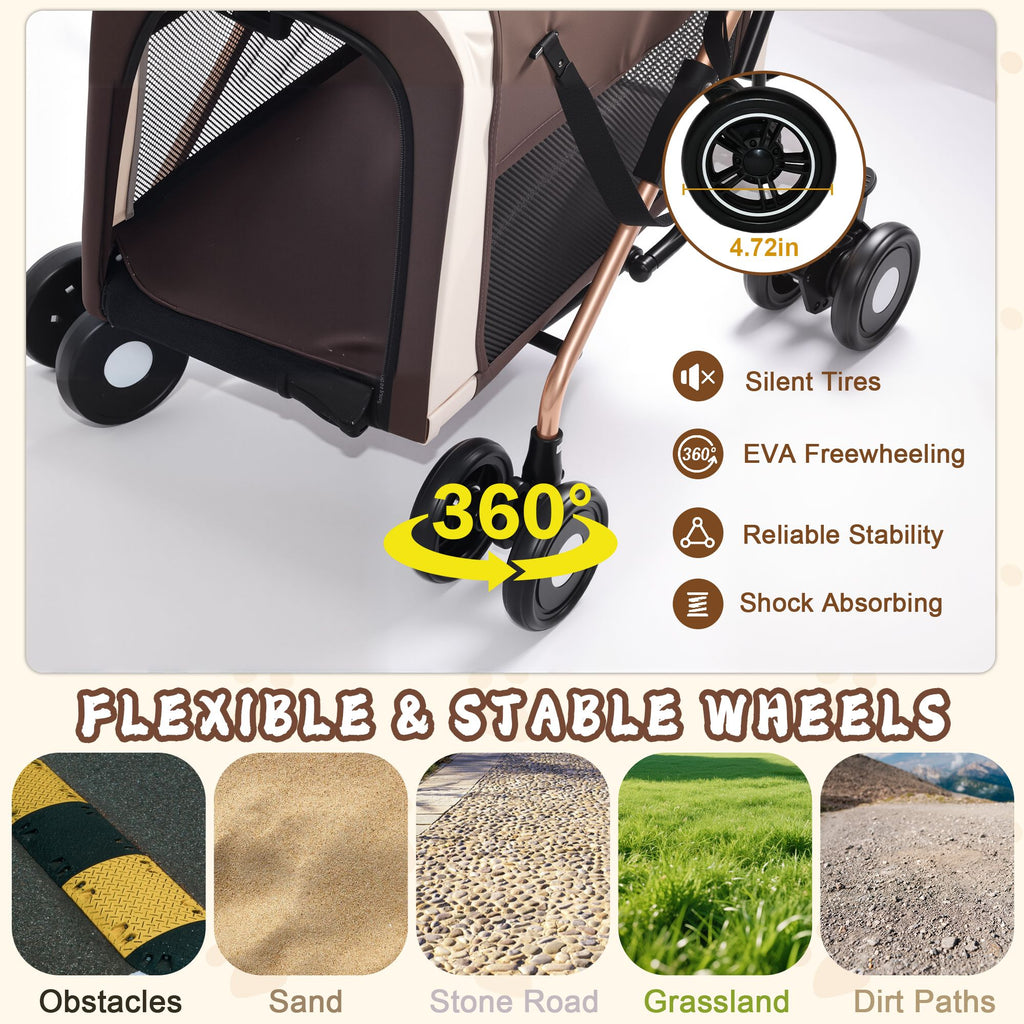 Double Pet Stroller for Small Medium Dogs Cats, 3-in-1 Convertible Carrier Tote, Foldable Frame Shoc