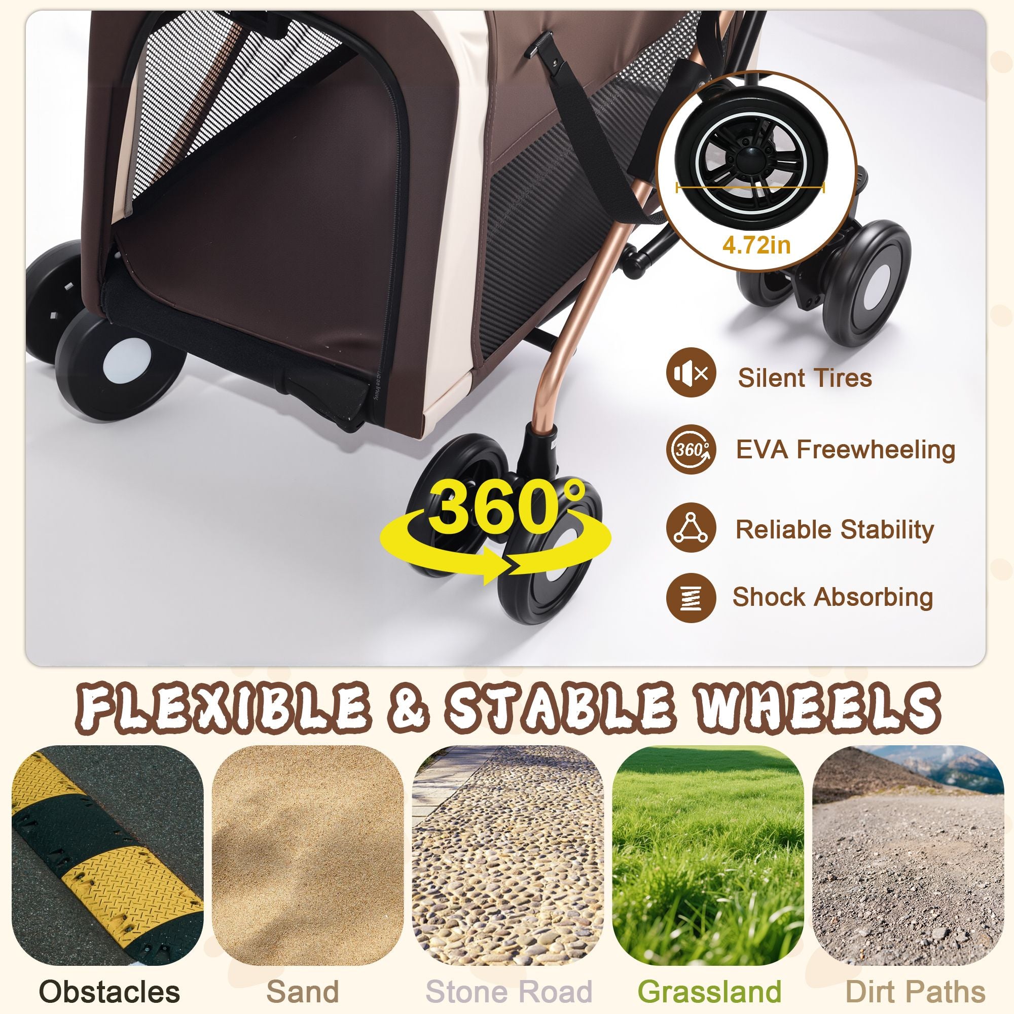 Double Pet Stroller for Small Medium Dogs Cats, 3-in-1 Convertible Carrier Tote, Foldable Frame Shoc