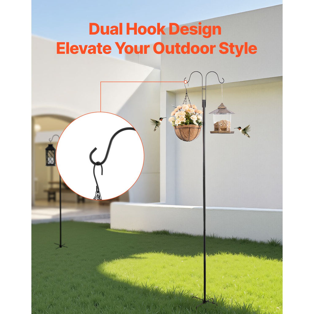 Double Shepherds Hooks for Outdoor, 8 Pack 108 practical Bird Feeder Pole, 3/4 Thick Gard