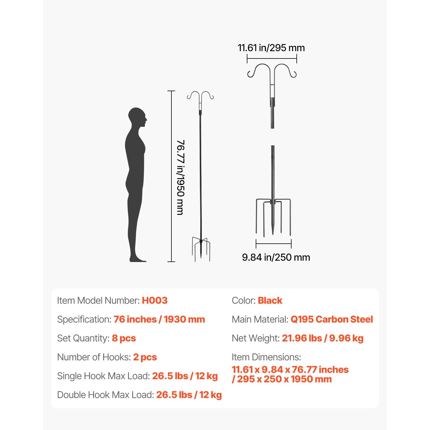 practical Double Shepherds Hooks for Outdoor Bird Feeding and Garden Decor