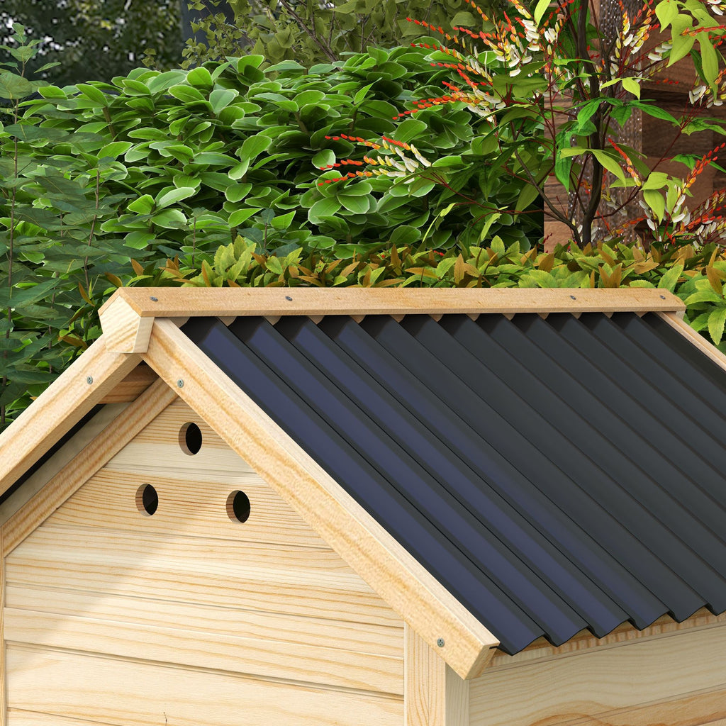 Duck Coop, Wooden Duck House with Openable Roof & Double Doors, Natural Wood