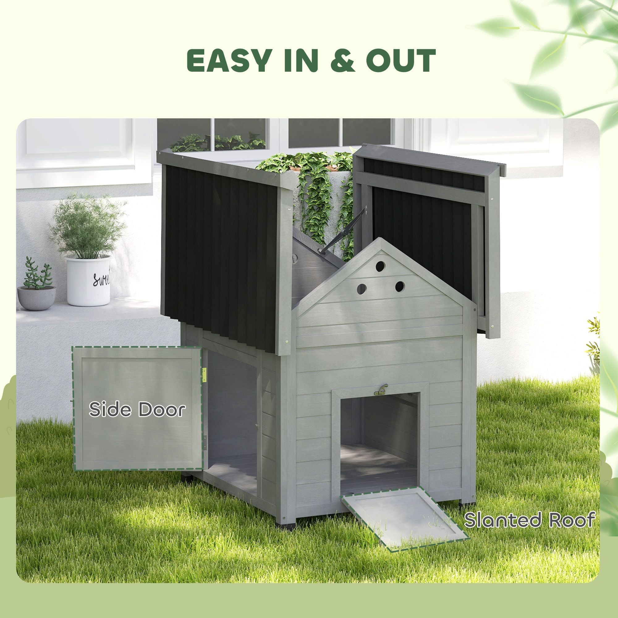 furniture-style Duck House with Openable Roof and Removable Base for Easy Cleaning