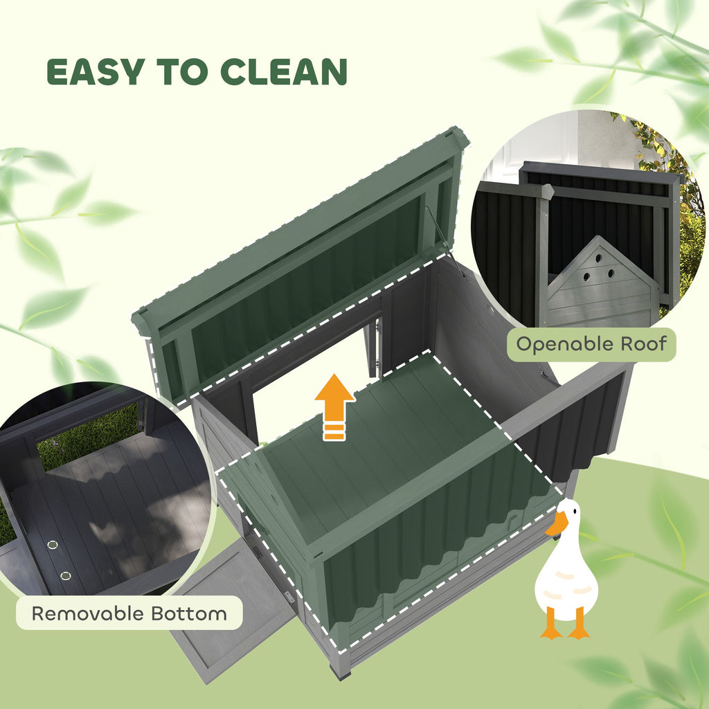 furniture-style Duck House with Openable Roof and Removable Base for Easy Cleaning