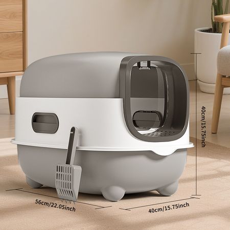 E Classic Grey Cat litter Box - Simple and Practical, Large Space, High Cost Effective Choice