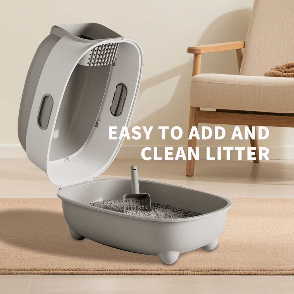 E Classic Grey Cat litter Box - Simple and Practical, Large Space, High Cost Effective Choice