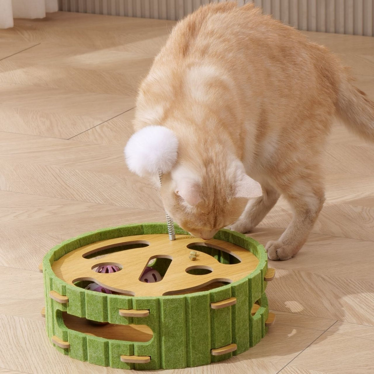 Interactive Cat Scratcher Box with Balls for Lounging and Clawing