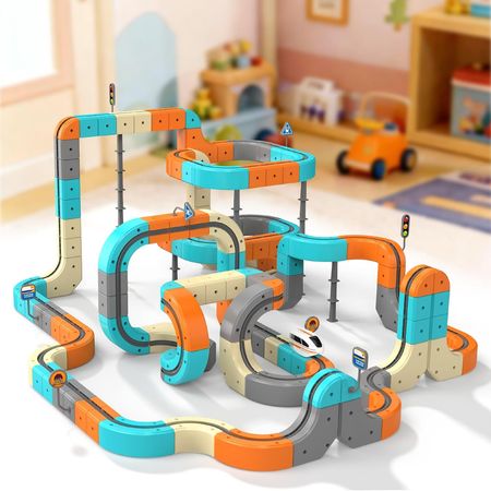 3D Flexible Race Track Building Toy Set with Motorized Car – image 1