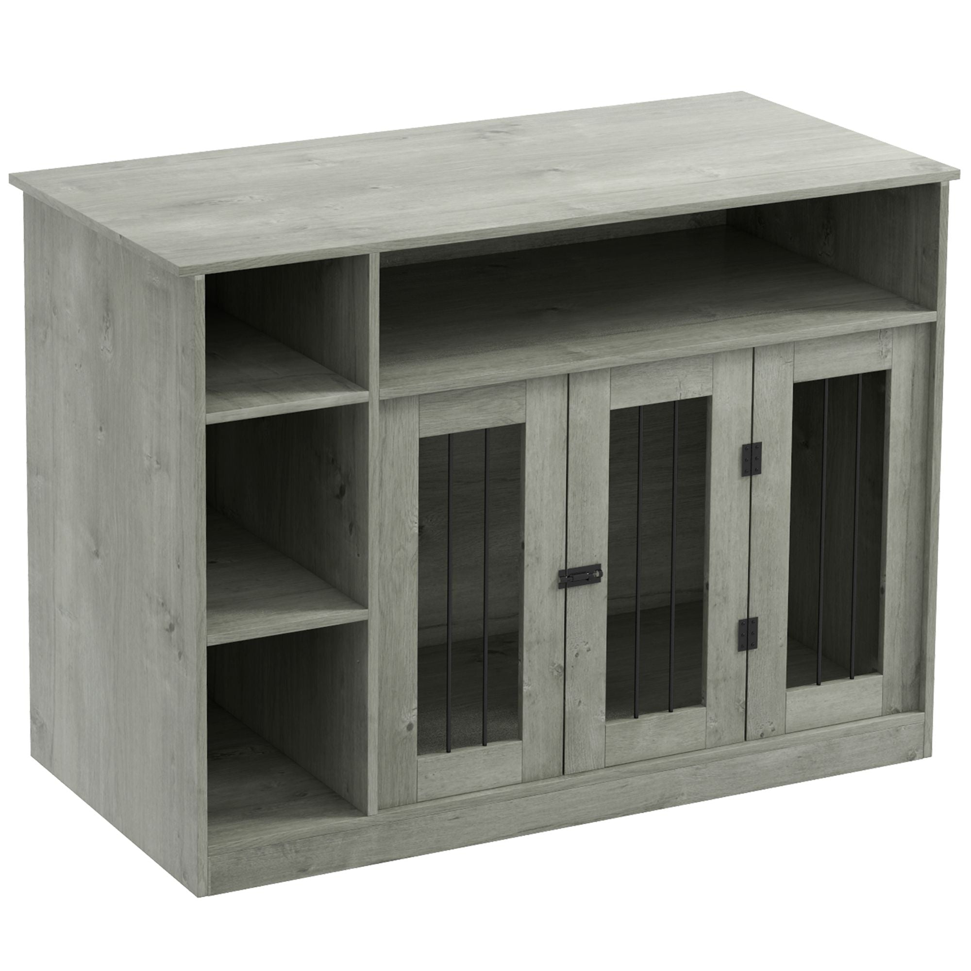 Elegant Dog Crate Furniture with Storage Gray Lockable Door Pet Cage for Medium Large Dogs 47 x 23.5 x 35