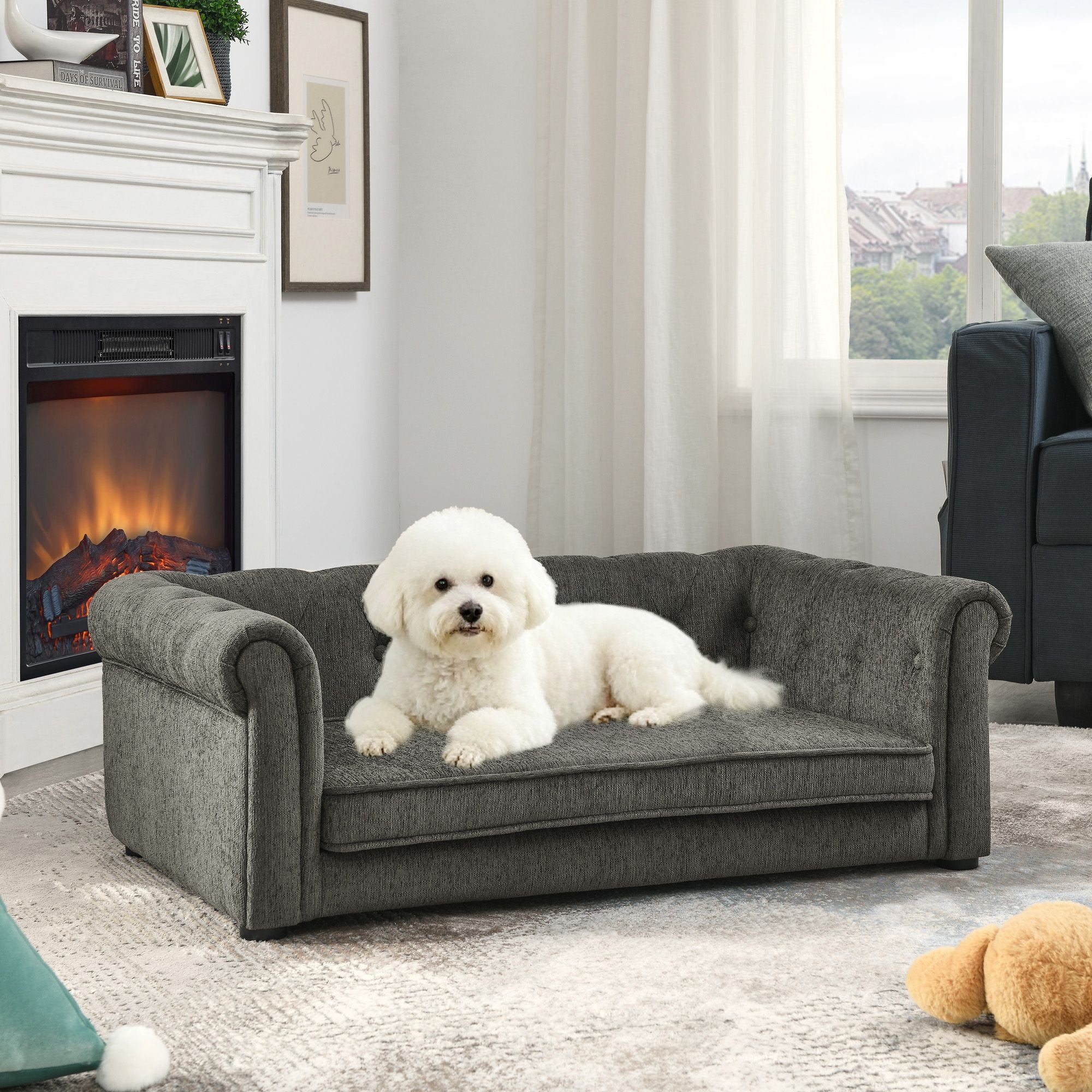 Elegant Elevated Pet Sofa Bed – Comfortable Dog Couch