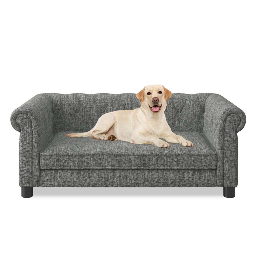 Elegant Elevated Pet Sofa for Small & Medium Dogs - Linen Fabric