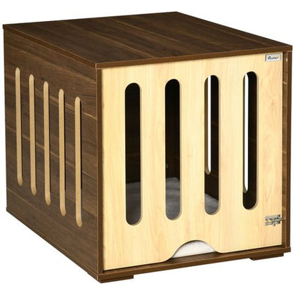 furniture-style Pet Crate Table with Plush Cushion & Side Entry