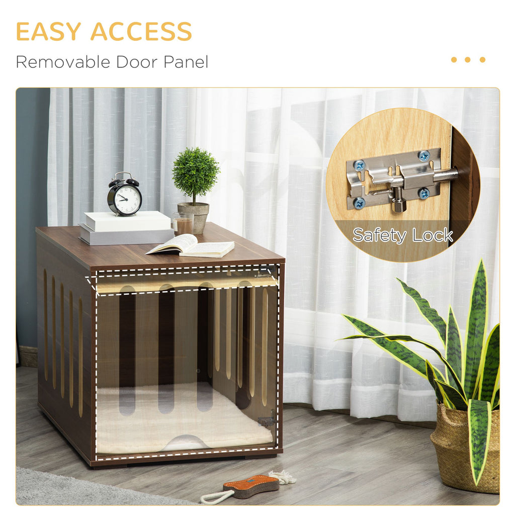 furniture-style Pet Crate Table with Plush Cushion & Side Entry