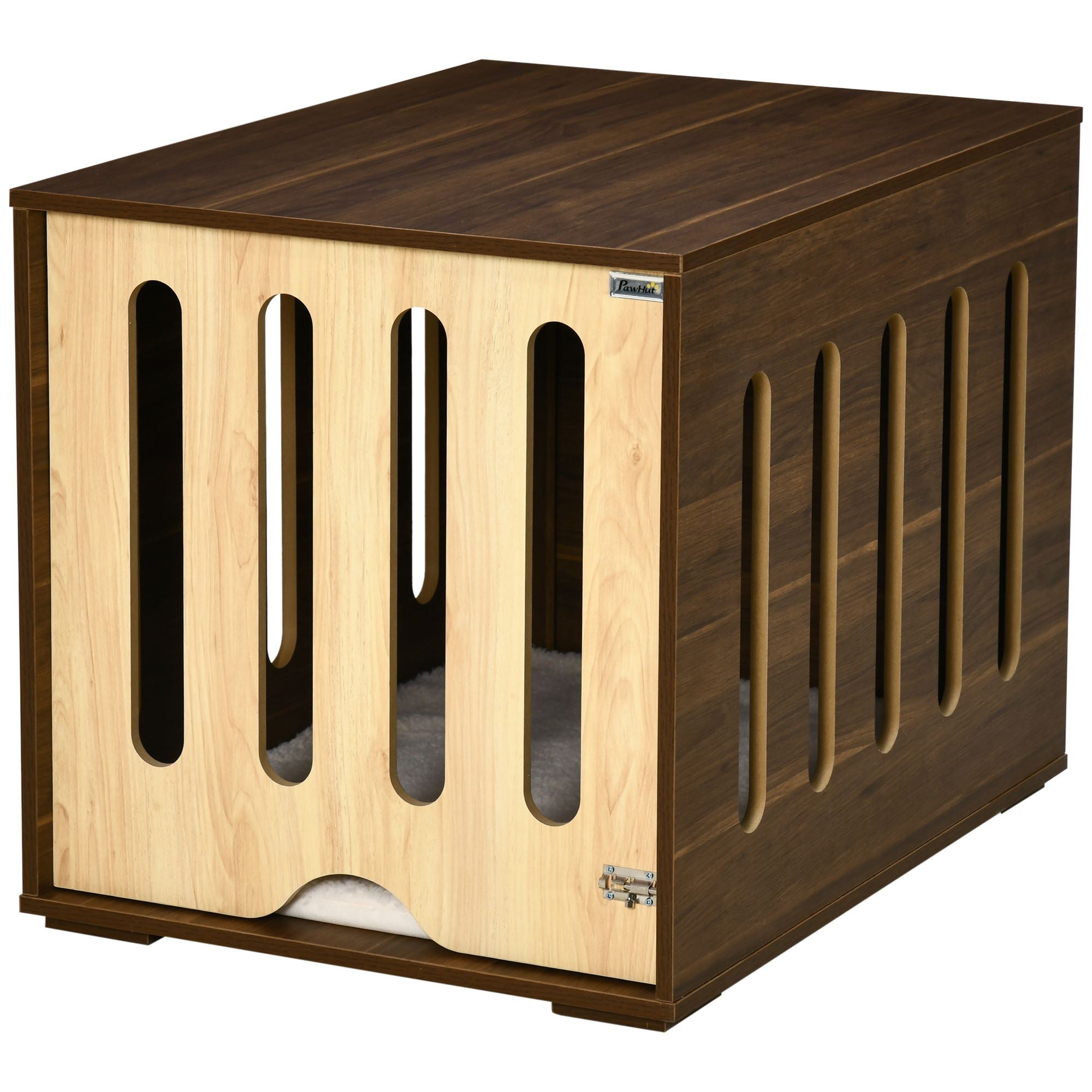 furniture-style Pet Crate Table with Plush Cushion & Side Entry