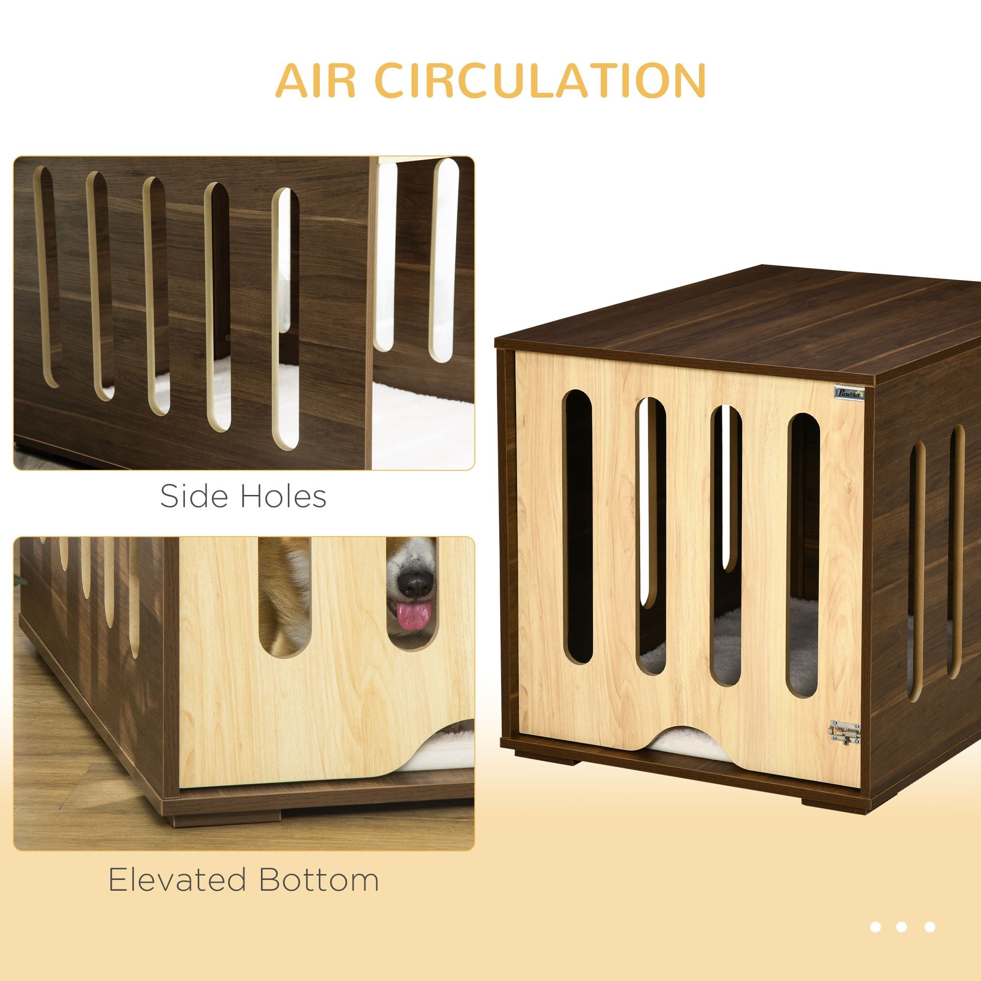 furniture-style Pet Crate Table with Plush Cushion & Side Entry