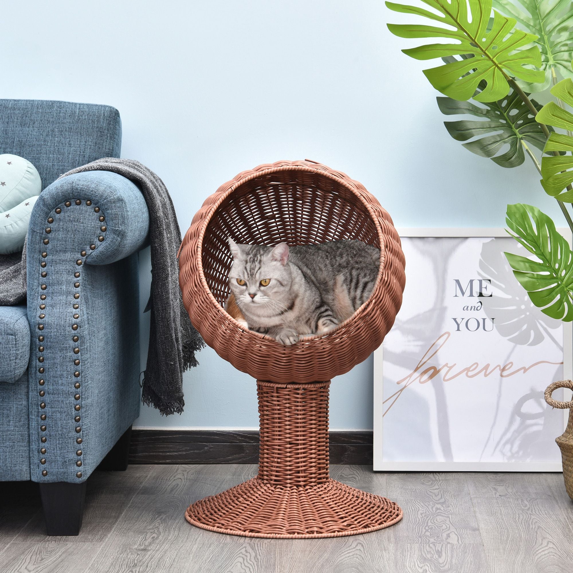 Elevate Your Cat's Naps with a Cozy Rotatable Egg Chair Bed