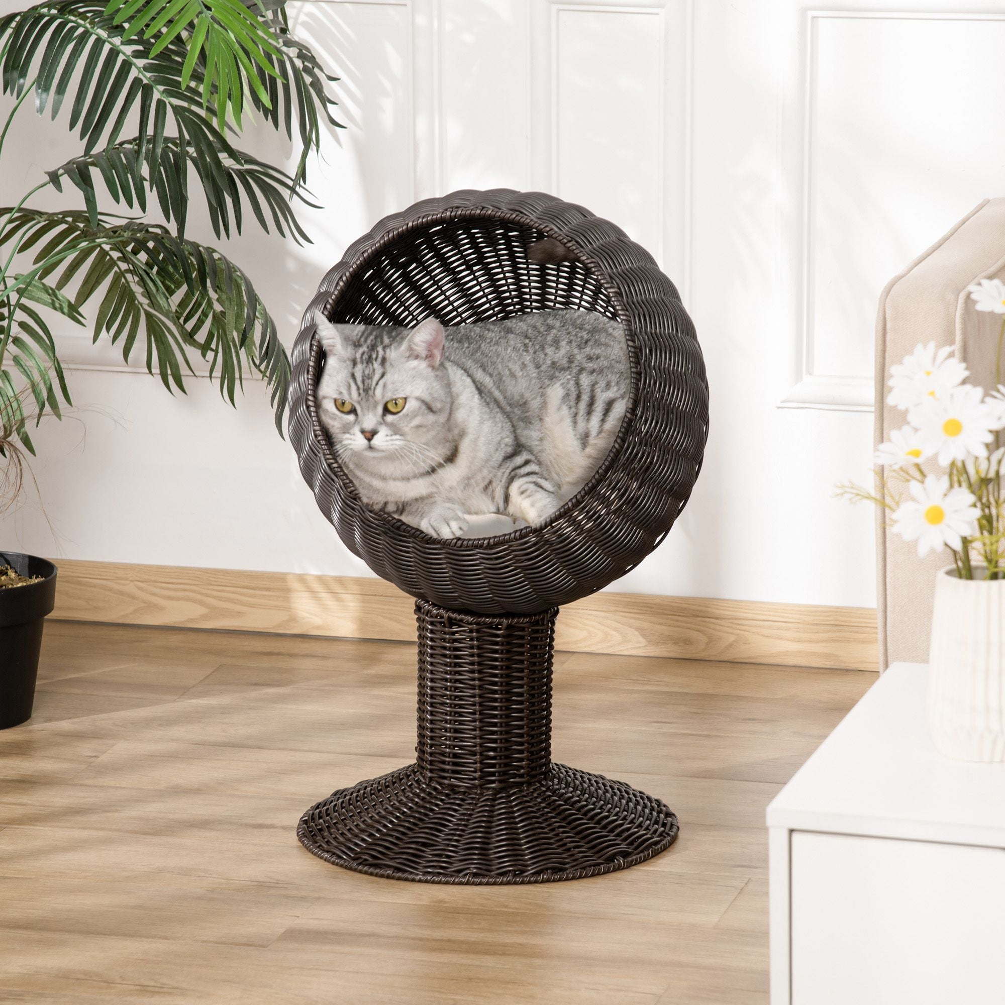Elevate Your Cat's Naps with a Rotatable Egg Chair Pod Bed