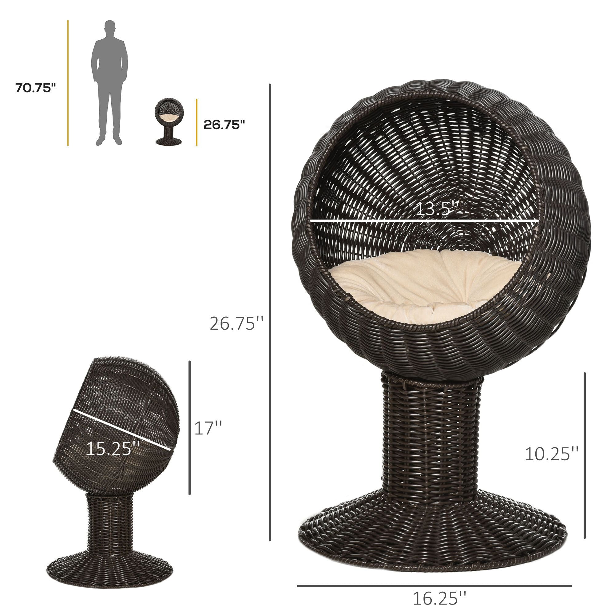 Elevate Your Cat's Naps with a Rotatable Egg Chair Pod Bed