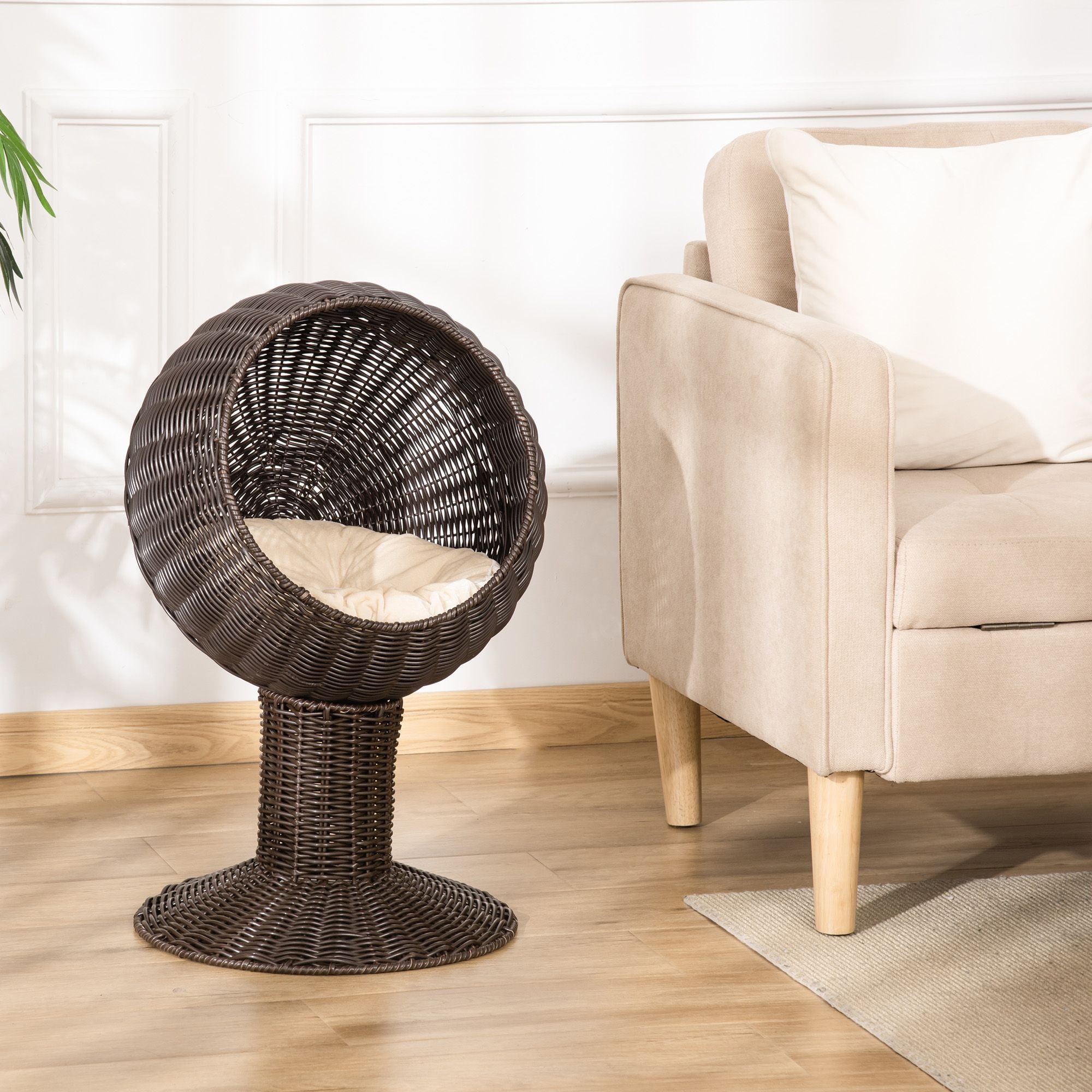Elevate Your Cat's Naps with a Rotatable Egg Chair Pod Bed