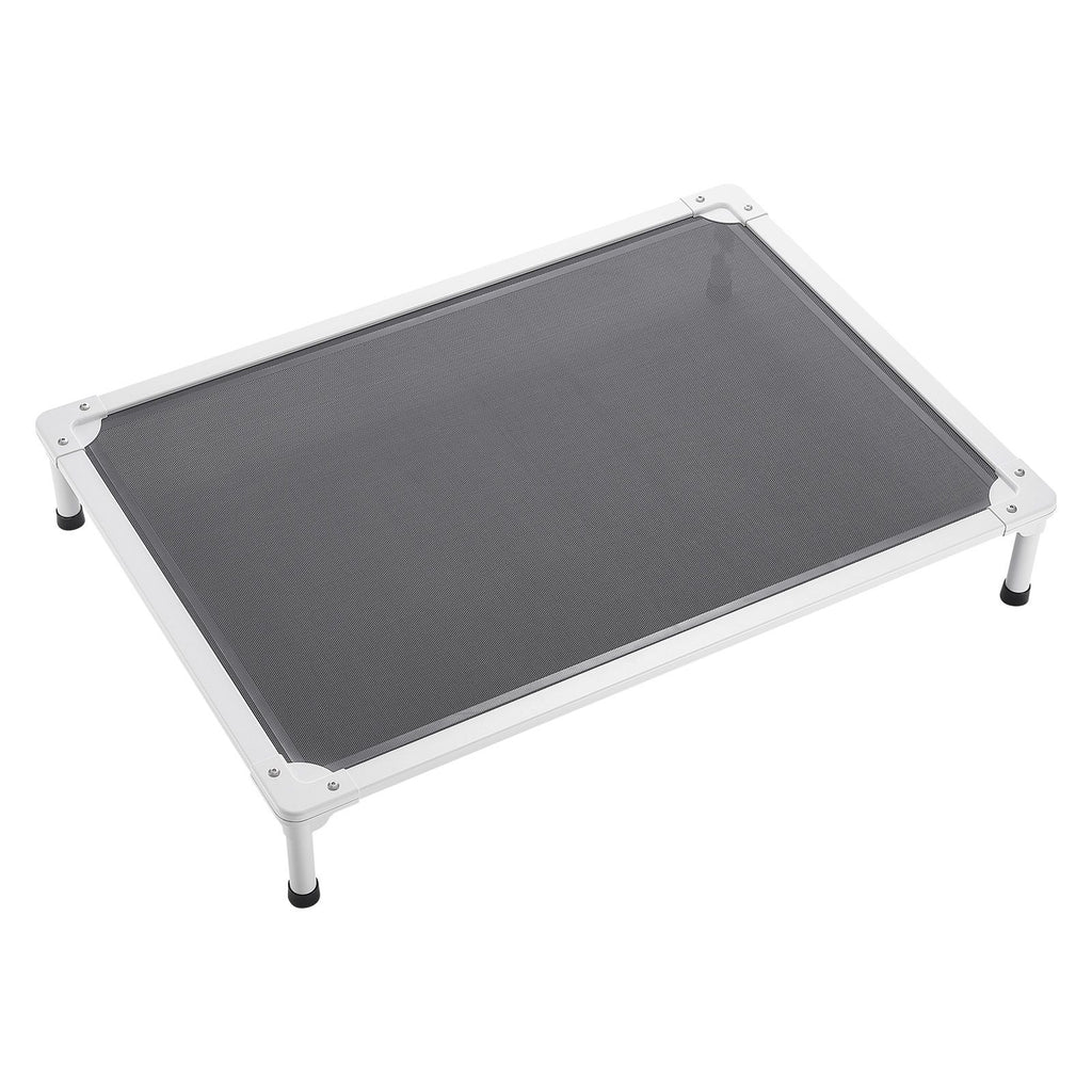Elevated Dog Bed for Large Dogs, Portable Raised Dog Cot with Aluminum Tube Metal Frame and Breathable Textilene Mesh, Indoor & Outdoor Pet Cooling Raised Hammock Bed, L, Gray