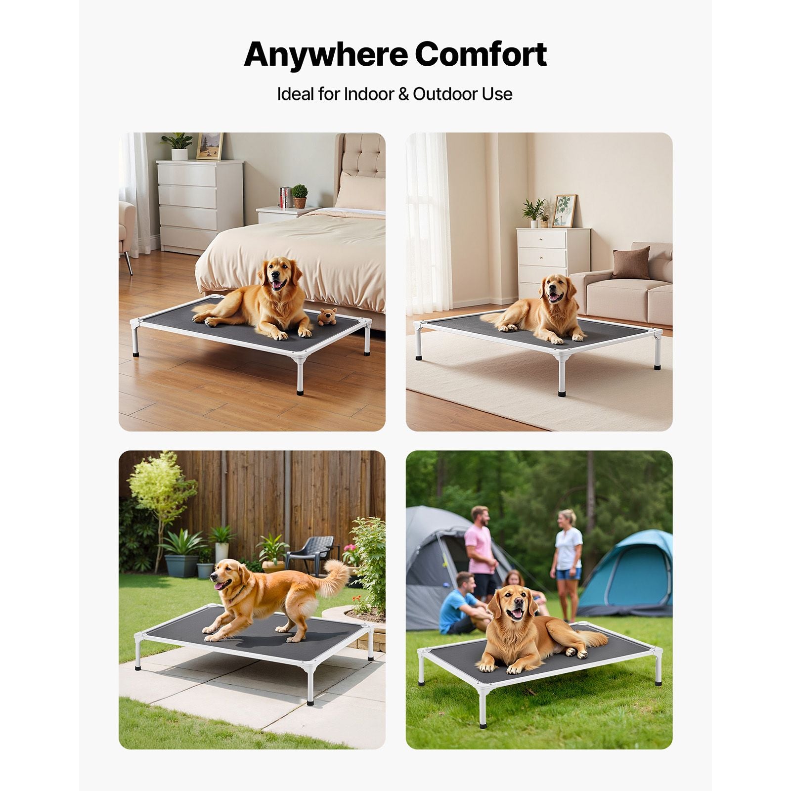 Elevated Dog Bed for Large Dogs, Portable Raised Dog Cot with Aluminum Tube Metal Frame and Breathable Textilene Mesh, Indoor & Outdoor Pet Cooling Raised Hammock Bed, XL, Gray