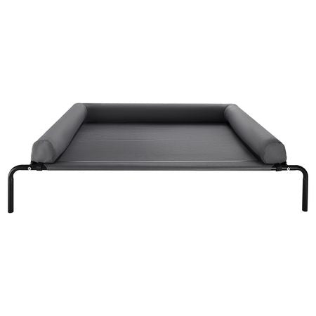 Elevated Dog Bed for Large Dogs, Portable Raised Dog Cot with Washable Pillow, Indoor & Outdoor Pet Cooling Raised Hammock Bed with Steel Metal Frame and Breathable Teslin Mesh, XL, Gray