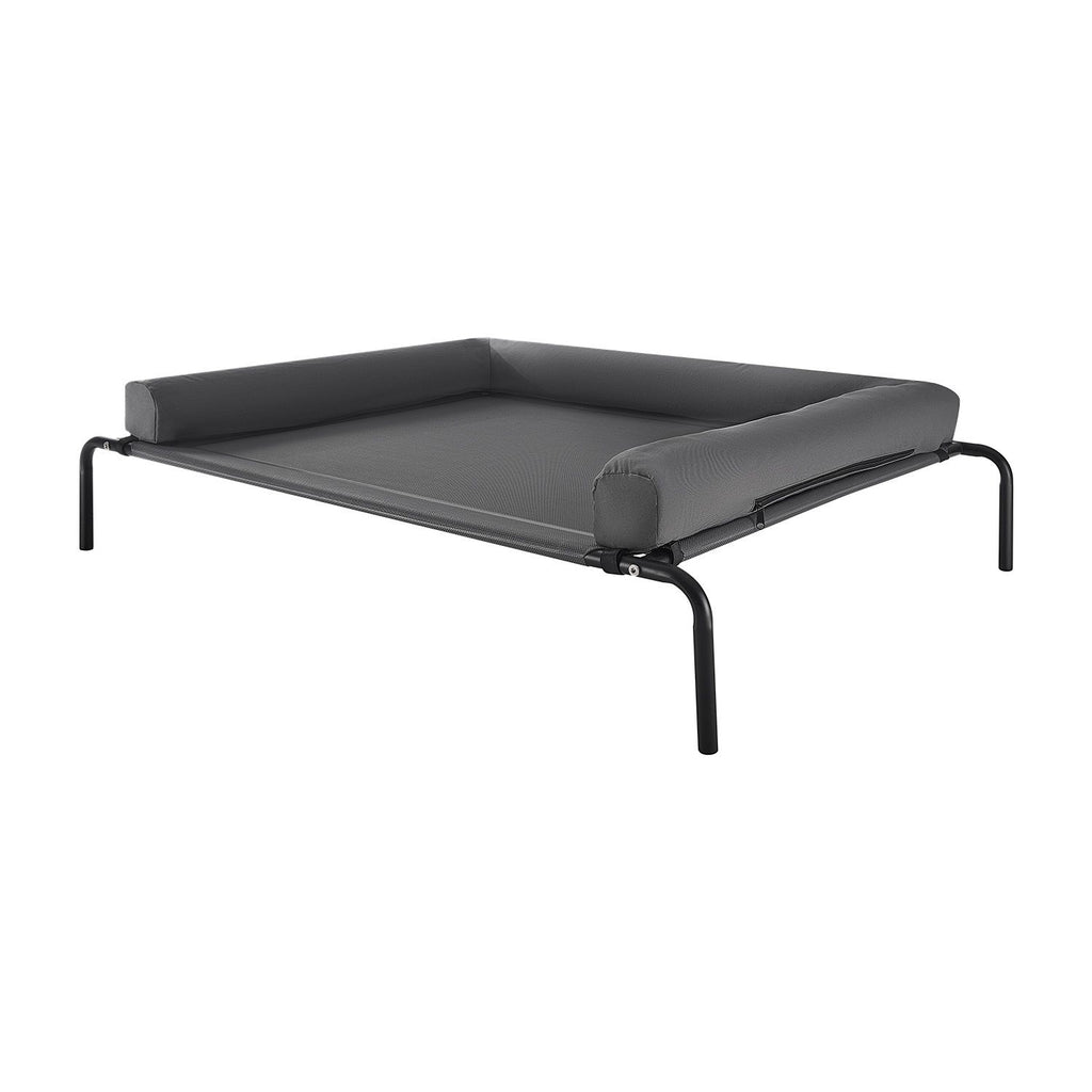 Elevated Dog Bed for Large Dogs, Portable Raised Dog Cot with Washable Pillow, Indoor & Outdoor Pet Cooling Raised Hammock Bed with Steel Metal Frame and Breathable Teslin Mesh, XL, Gray