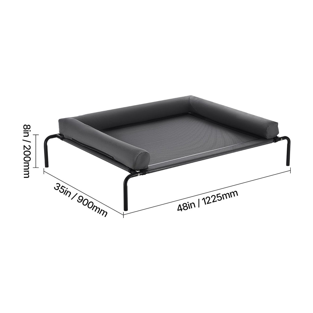 Elevated Dog Bed for Large Dogs, Portable Raised Dog Cot with Washable Pillow, Indoor & Outdoor Pet Cooling Raised Hammock Bed with Steel Metal Frame and Breathable Teslin Mesh, XL, Gray