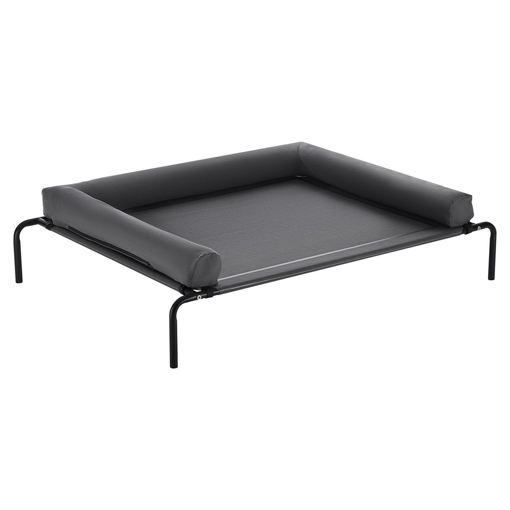 Elevated Dog Bed for Large Dogs, Portable Raised Dog Cot with Washable Pillow, Indoor & Outdoor Pet Cooling Raised Hammock Bed with Steel Metal Frame and Breathable Teslin Mesh, XL, Gray