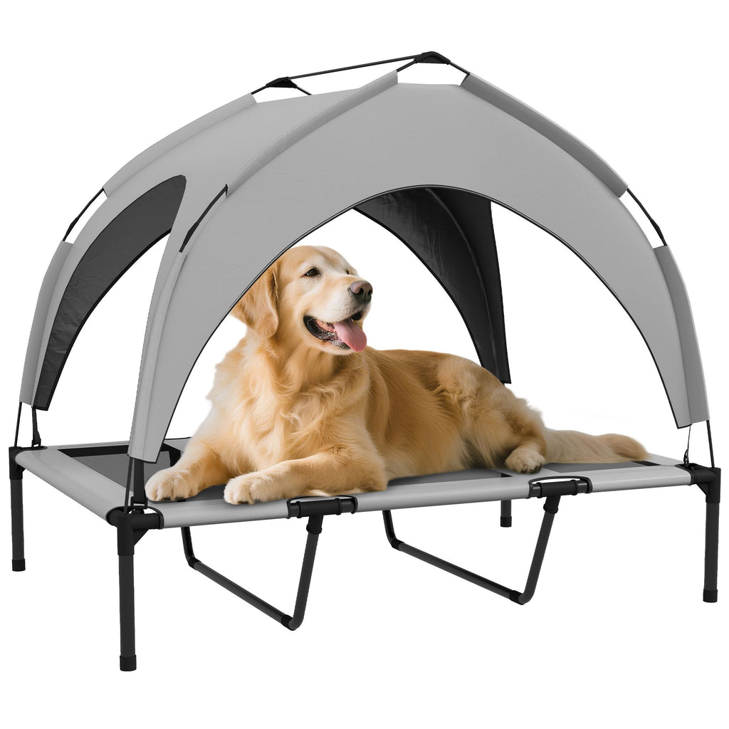 Elevate Your Dog's Outdoor Comfort with a Canopy-Protected Raised Bed