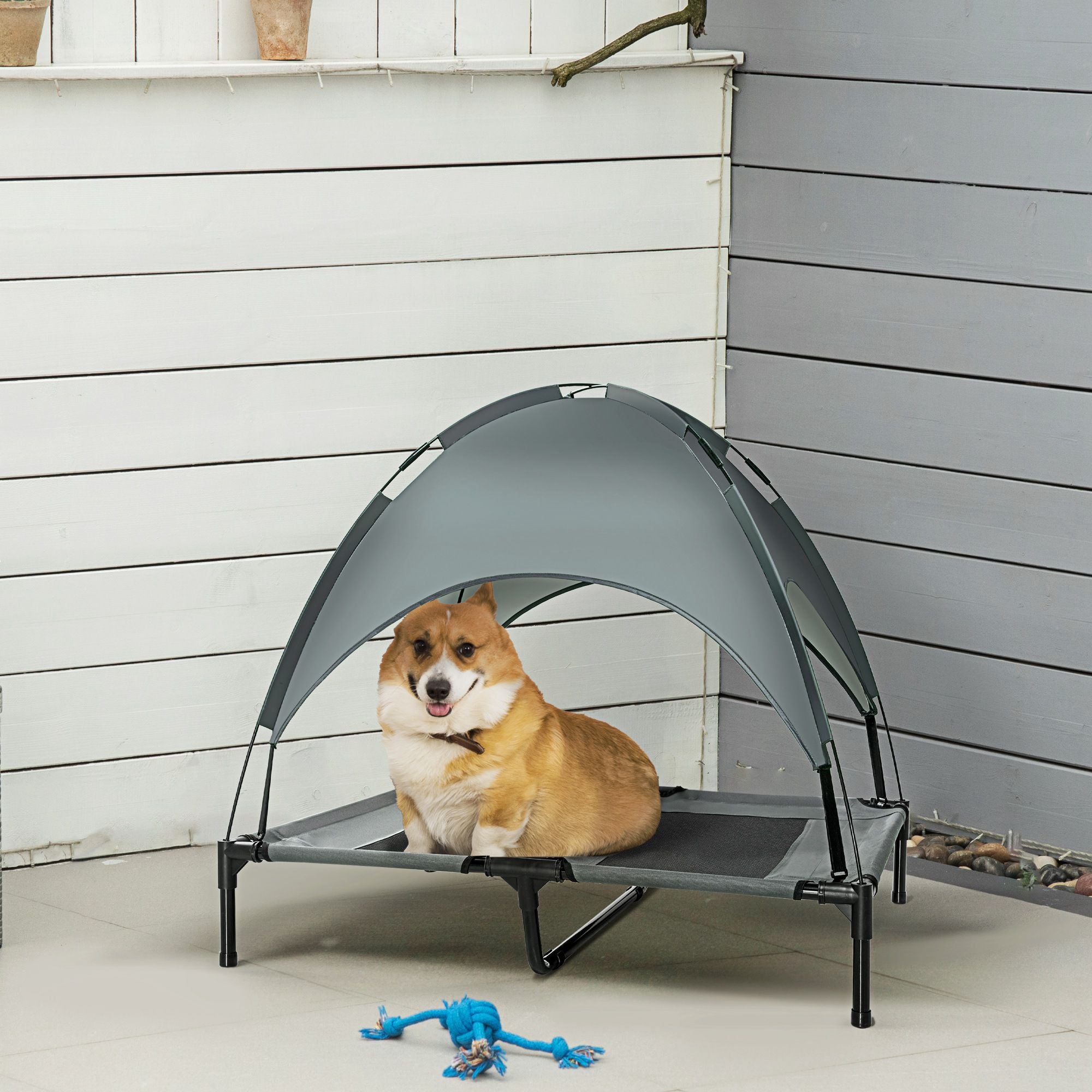 Elevate Your Dog's Comfort with a Shaded Outdoor Cot