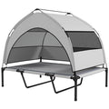 Elevated Dog Bed with Removable Canopy, Portable Outside Raised Pet Cot with Cooling Pad, Storage Bag, 42" x 30" x 37"