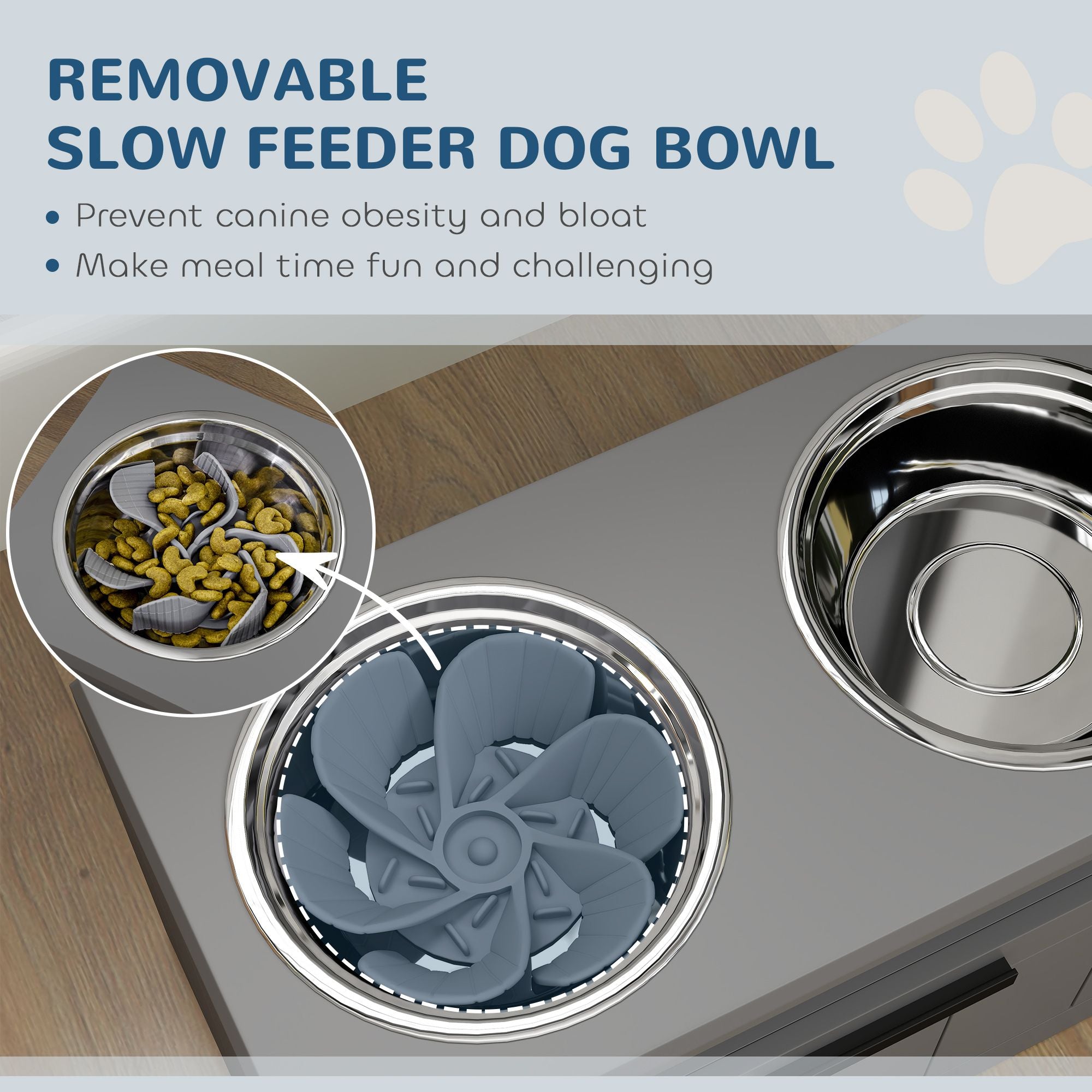 Elevate Your Large Dog's Dining Experience with a Raised Bowl Stand & Slow Feeder