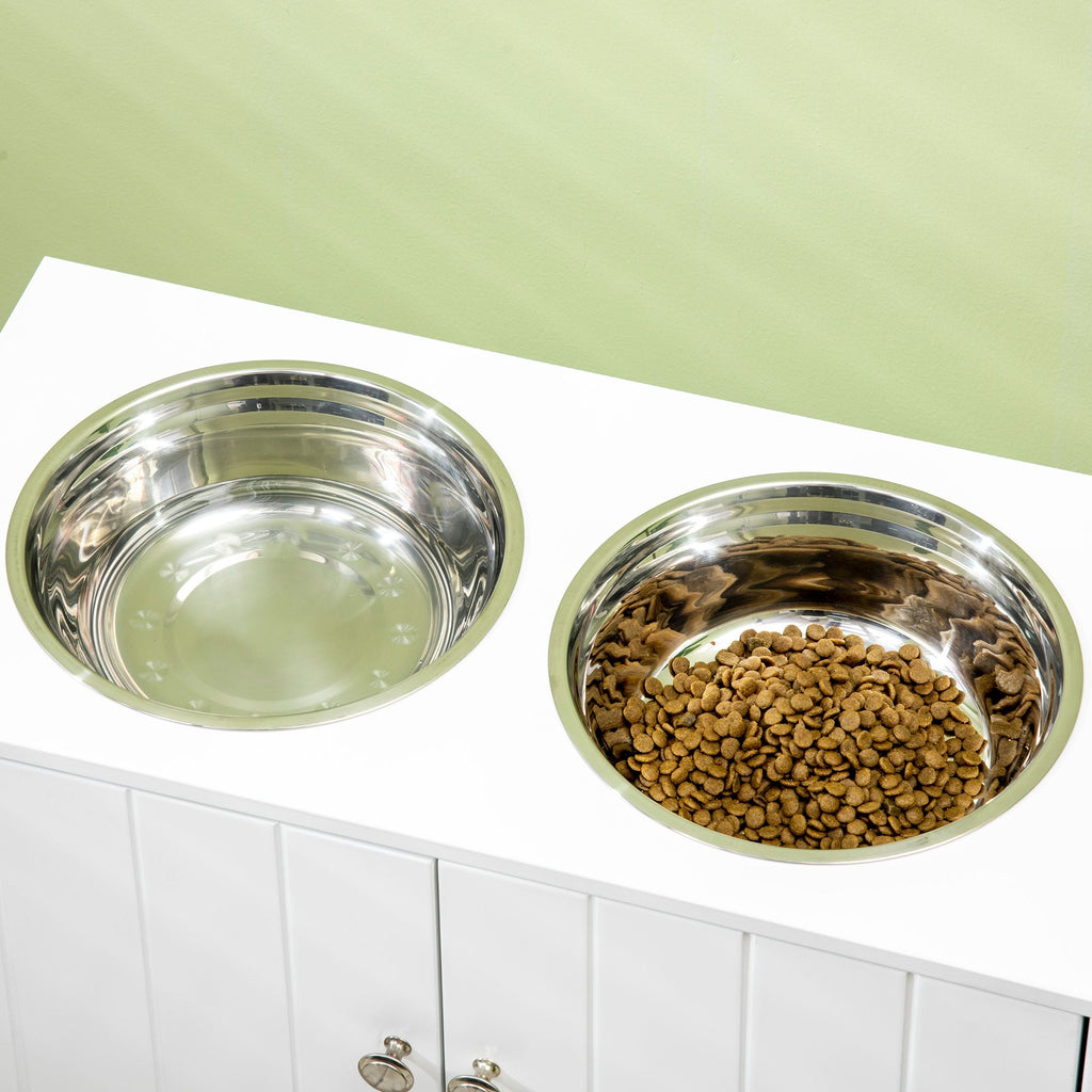 Elevate Your Dog's Mealtime with a Stylish Raised Feeder & Storage Cabinet